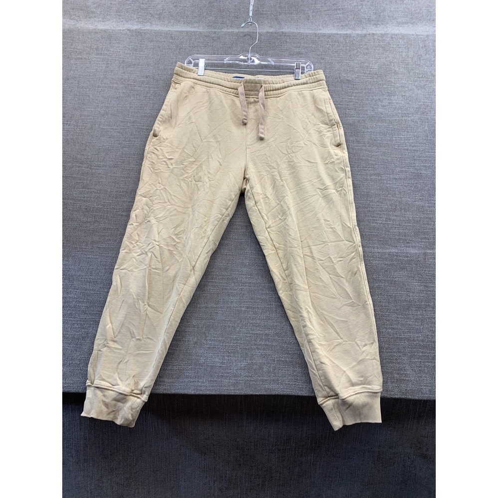 Old Navy Joggers Pants Womens Medium Beige Fleece Lined Tapered Leg Drawstring